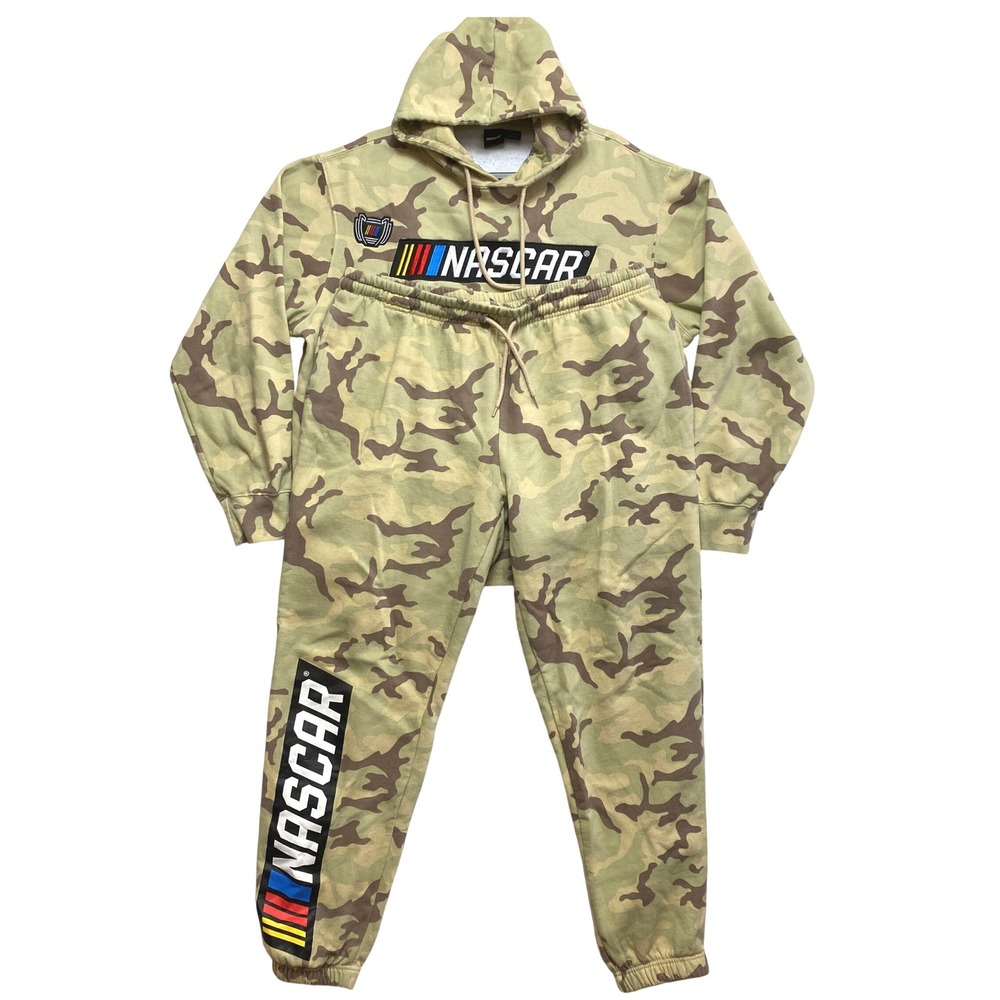 NASCAR Camo Hoodie and Joggers Set Mens Large XL Hoodie Pants Cup Series Green